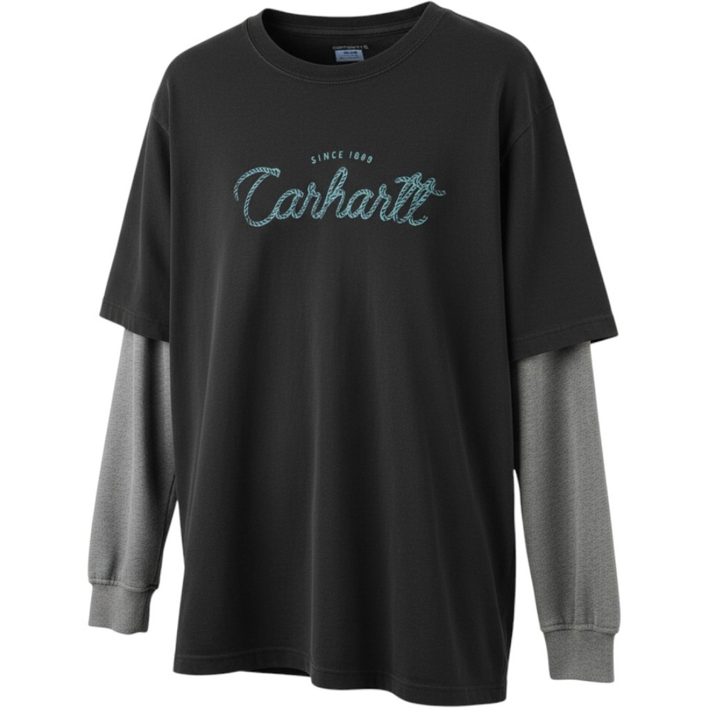 Carhartt Relaxed Fit Layered short Sleeve Graphic Tee Black Grey Mens Medium